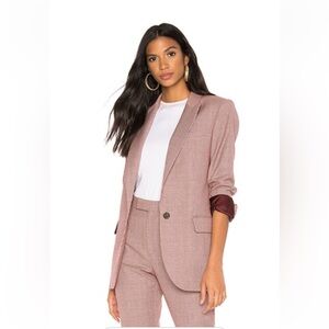 Équipement plaid wool burgundy White blazer size 8